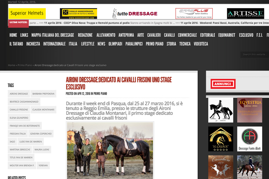 Stage Aironi Dressage | Articolo su Tutto Dressage